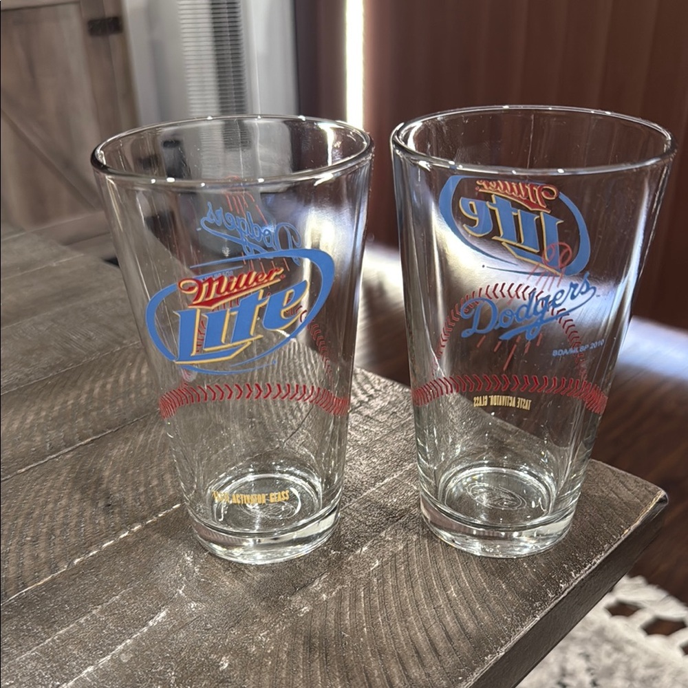 Miller Lite Los Angeles Dodgers Vintage Pint Glasses